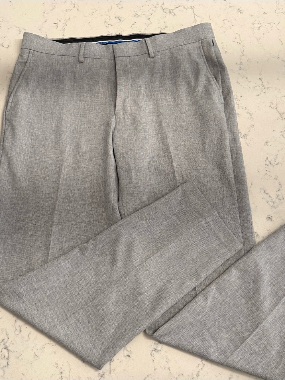 Haggar Slim Fit Light Gray Dress Pants with Blue Trim